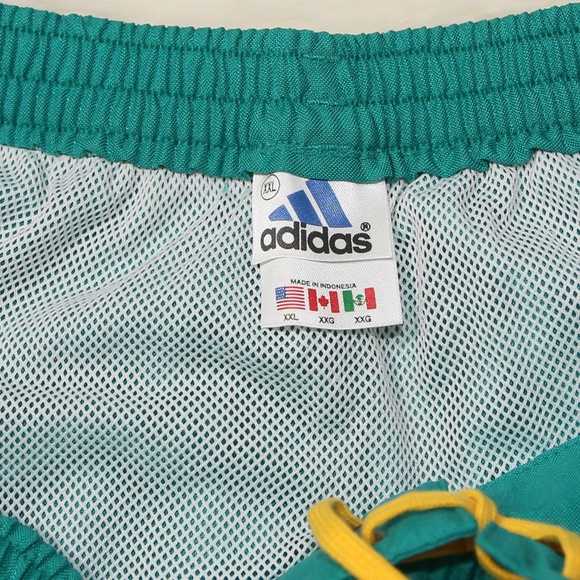 Adidas Classic Stripe Swim Shorts Teal Yellow - Picture 6 of 8